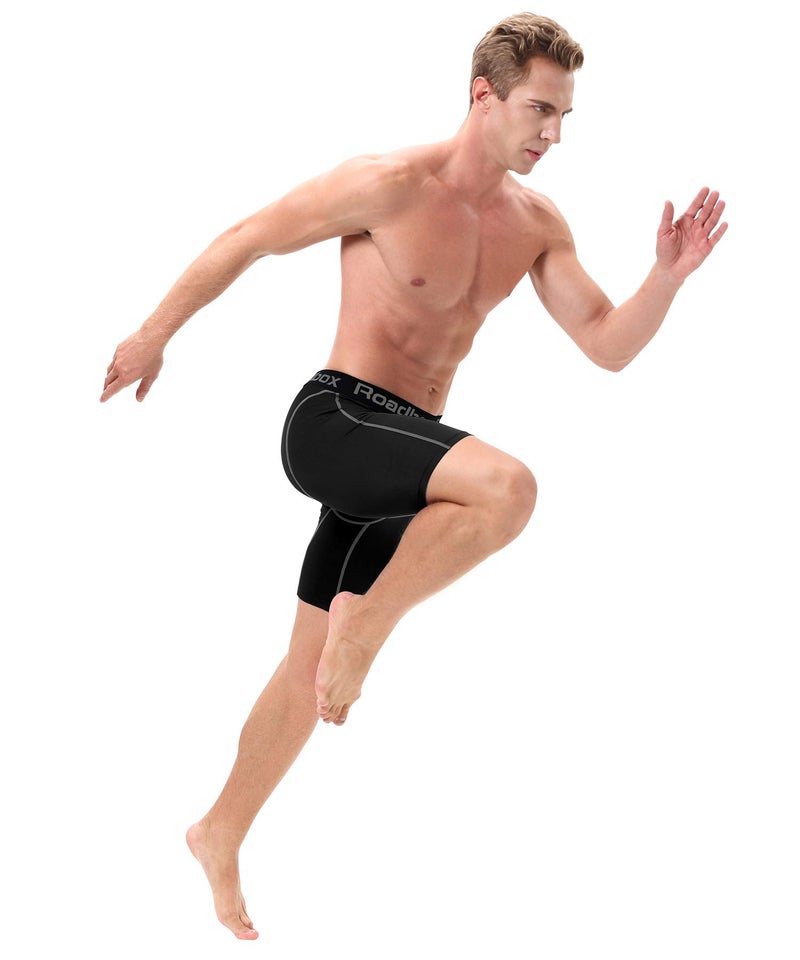 Roadbox Compression Shorts for Men Athletic Workout Underwear Running Gym Spandex Short Sports(Black,Black,Black,L) - Image 4