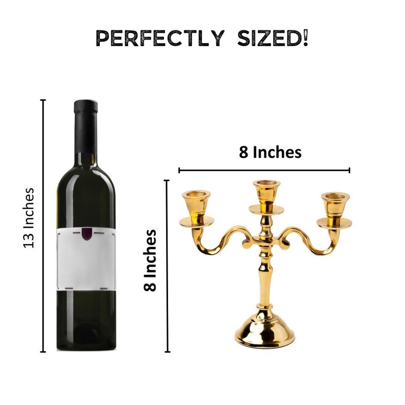 Rely+ 3 Arm Baby Candelabra Gold Glossy 8 Inch Taper Candle Holders Gothic Candelabro Valentine'S Day Decorations Candlesticks Holder Home Decor Wedding Parties Centerpiece For Dining Table - Image 3