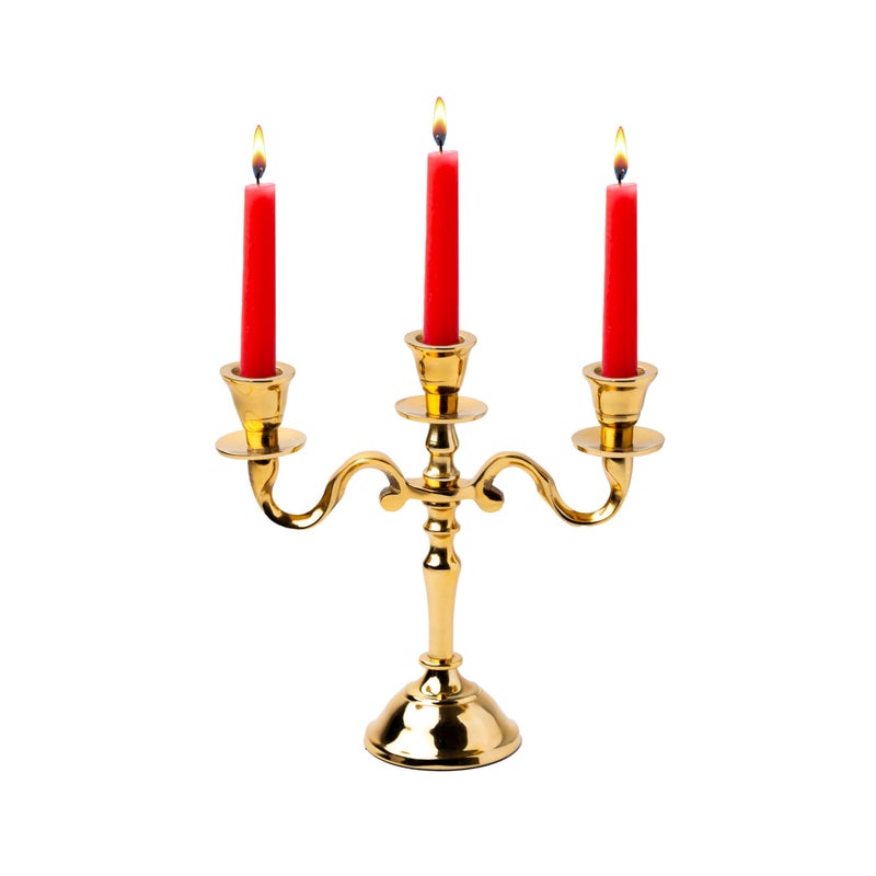 Rely+ 3 Arm Baby Candelabra Gold Glossy 8 Inch Taper Candle Holders Gothic Candelabro Valentine'S Day Decorations Candlesticks Holder Home Decor Wedding Parties Centerpiece For Dining Table - Image 1