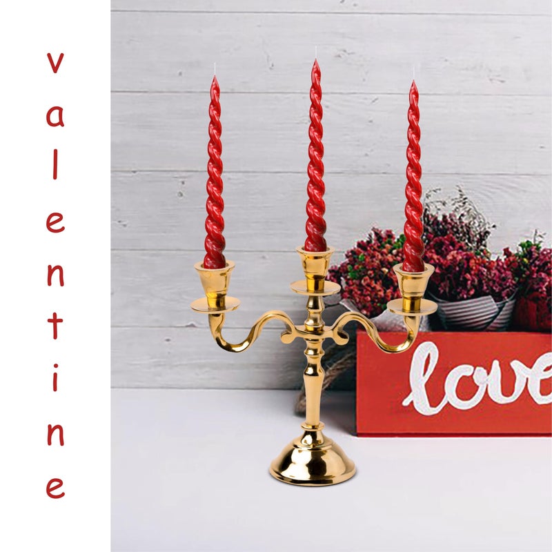 Rely+ 3 Arm Baby Candelabra Gold Glossy 8 Inch Taper Candle Holders Gothic Candelabro Valentine'S Day Decorations Candlesticks Holder Home Decor Wedding Parties Centerpiece For Dining Table - Image 2