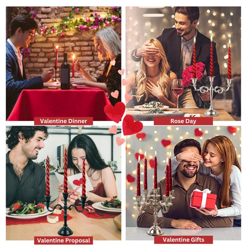 Rely+ 3 Arm Baby Candelabra Gold Glossy 8 Inch Taper Candle Holders Gothic Candelabro Valentine'S Day Decorations Candlesticks Holder Home Decor Wedding Parties Centerpiece For Dining Table - Image 4