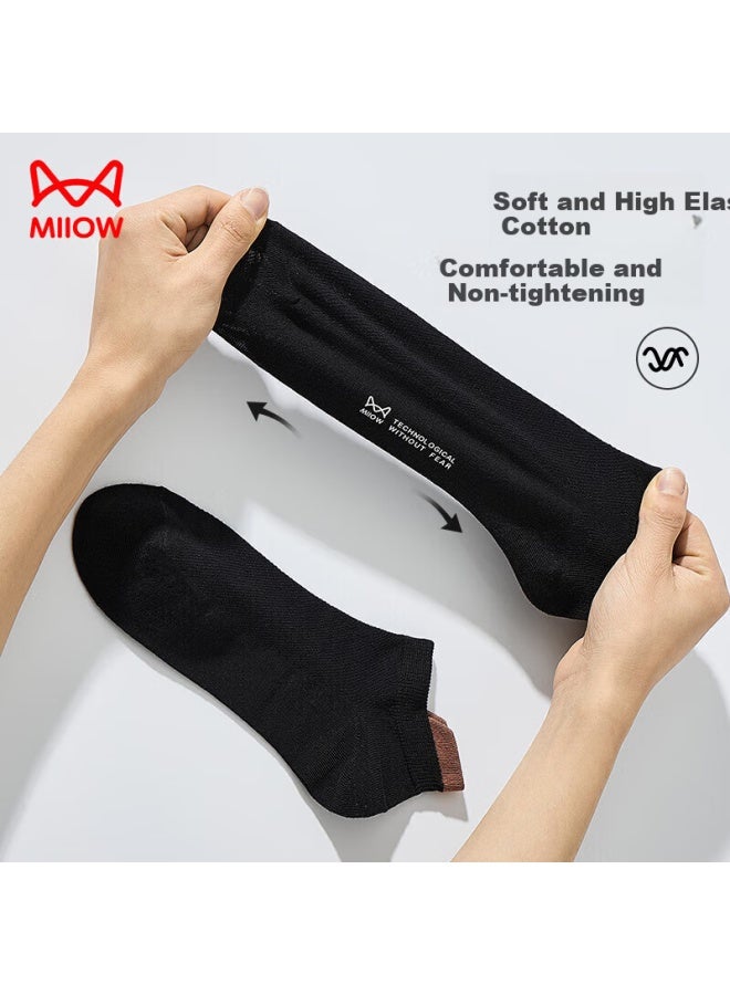 MIIOW Miiow Antibacterial And Odor-resistant Men's Cotton Boat Socks Summer Short Socks Men's Mesh Breathable Sports Basketball Socks 6 Pairs Black - Image 2