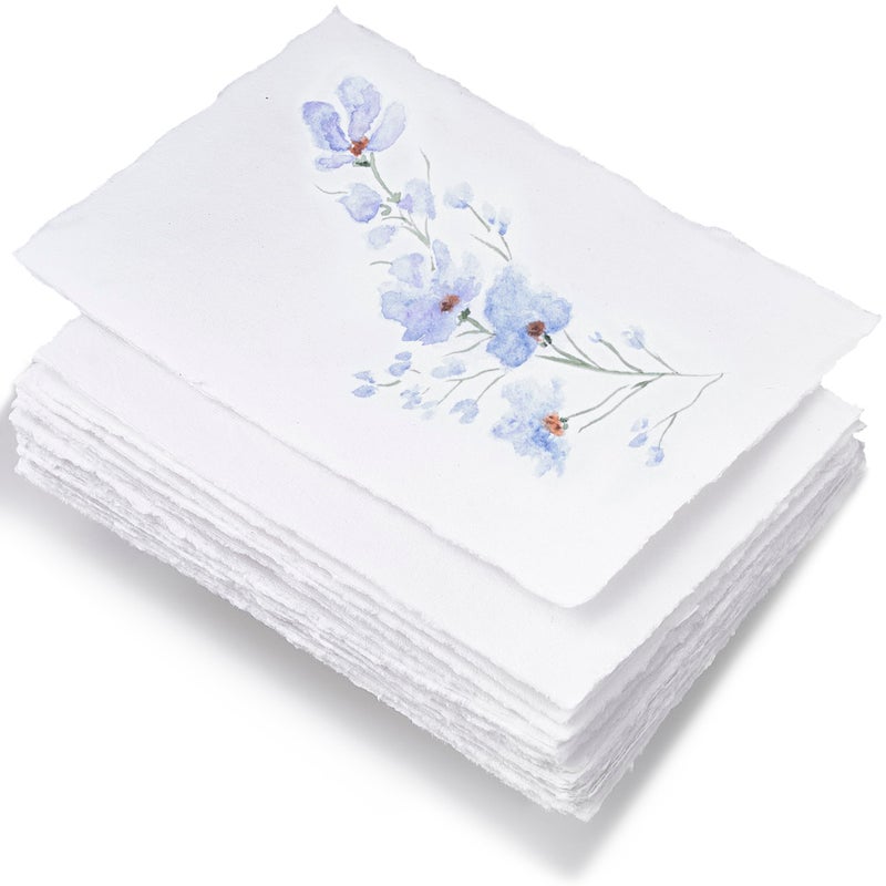 Wanderings A4 Handmade Paper with Deckled Edge - 8.3" x 11.7", 150 GSM, 50 Sheets Textured Paper - Perfect for Light Watercolor, Drawing, Writing, Printing & Mixed Media - Image 1