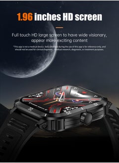 LIGE Smart Watch For Men 1.96 inch HD Screen 430mAh Large Battery 100+ Sports Modes Steel Black Smartwatch IP67 Waterproof Extra Silicone Strap  - Image 3