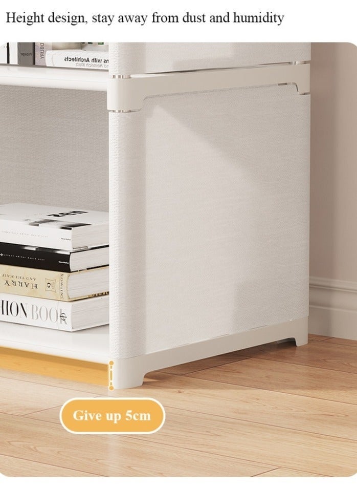 WALALLA 6-Layer Storage Rack Magazine Bookcase Display Organizer Shelves Book Shelf with Dustproof Curtains - Image 4