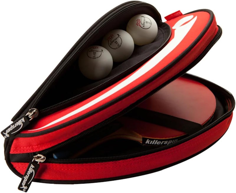 Killerspin Barracuda Ping Pong Paddle and Ball Carry Case - Stylish Black and Red Design - Image 3