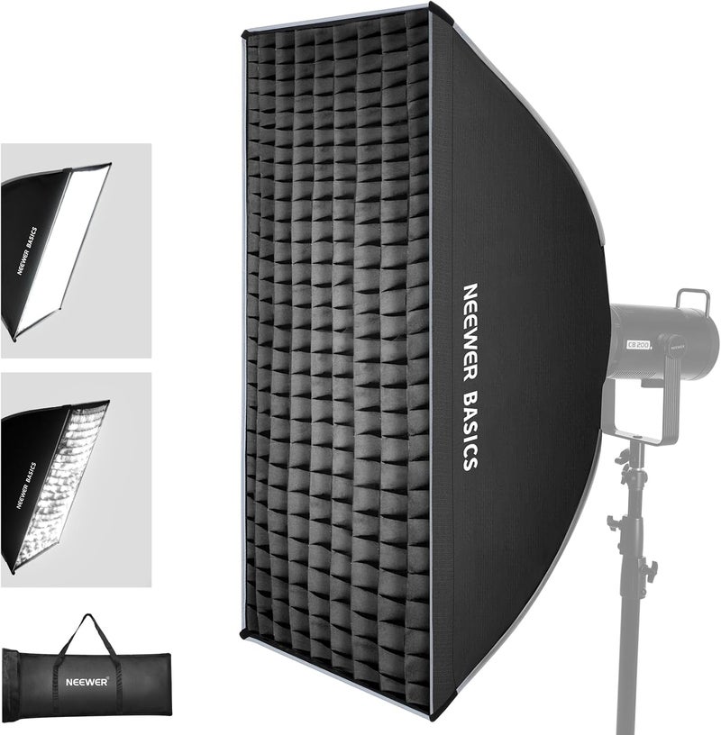 BASICS 24"x35" Strip Softbox Bowens Mount Soft Box with Light Diffusers/Grid/Bag Compatible with Aputure 150c Compatible with Godox SL60w FS300C FS230C FS150B HB80C CB200C Q6 Q300, NS60P - Image 1