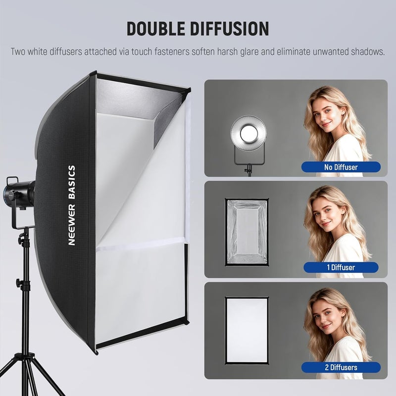 BASICS 24"x35" Strip Softbox Bowens Mount Soft Box with Light Diffusers/Grid/Bag Compatible with Aputure 150c Compatible with Godox SL60w FS300C FS230C FS150B HB80C CB200C Q6 Q300, NS60P - Image 4