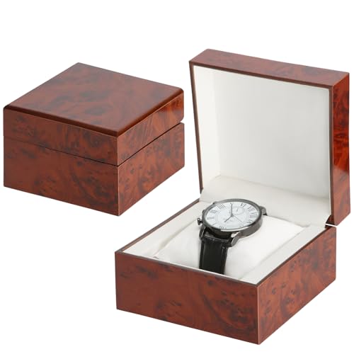 BAOPEND Wooden Single Watch Gift Box with Pillow, Wood Wristwatch Wrist Watch Case Storage Box for Christmas, Birthdays, Anniversary (Wood Color A) - Image 1
