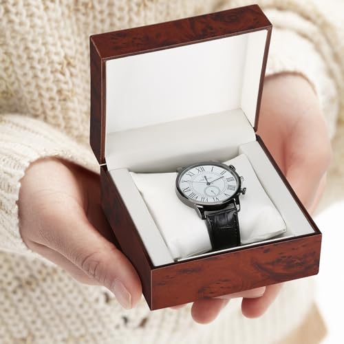 BAOPEND Wooden Single Watch Gift Box with Pillow, Wood Wristwatch Wrist Watch Case Storage Box for Christmas, Birthdays, Anniversary (Wood Color A) - Image 4