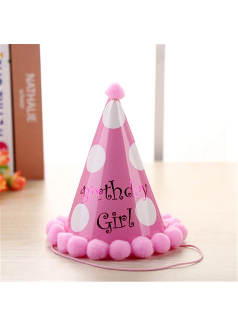 Funcart Funcart Pink Paper Cone Cap Girls 1st Birthday Party Hat Crown Outfit Decoration  - Image 2