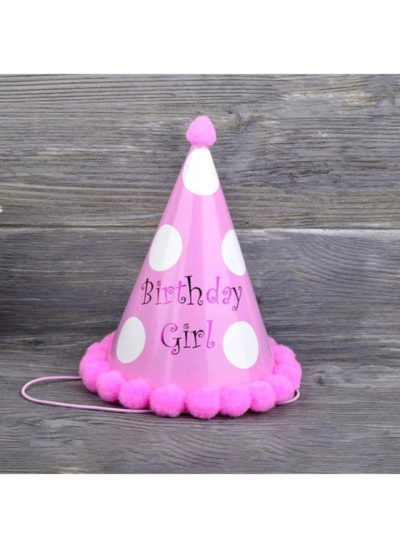 Funcart Funcart Pink Paper Cone Cap Girls 1st Birthday Party Hat Crown Outfit Decoration  - Image 3