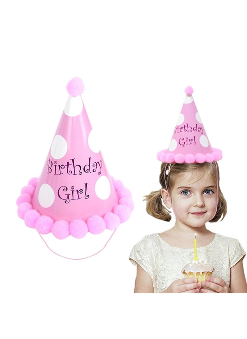 Funcart Funcart Pink Paper Cone Cap Girls 1st Birthday Party Hat Crown Outfit Decoration  - Image 1