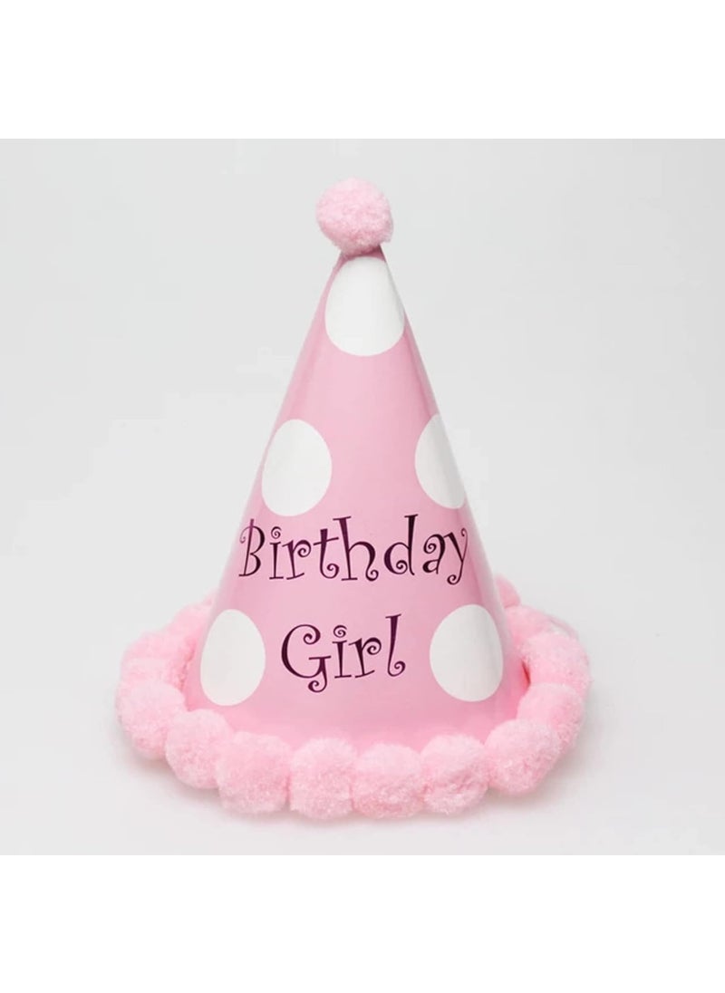 Funcart Funcart Pink Paper Cone Cap Girls 1st Birthday Party Hat Crown Outfit Decoration  - Image 4