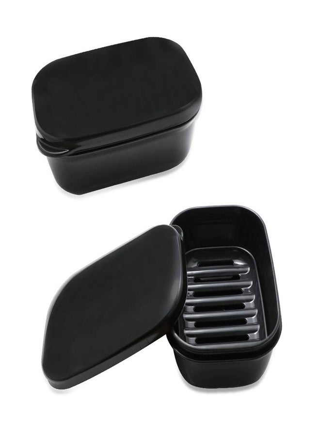 TANCANO Soap Dish Soap Box Soap Holder 2 Pack Soap Container for Shower, Waterproof Portable Soap Case Tray for Traveling, Car, Home, Outdoor, Camping, Gym (Black) - Image 1