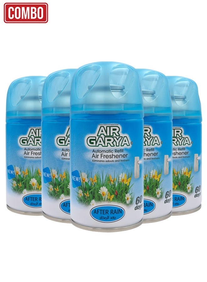 Automatic Air Freshener Refill Combo 250ml × 5 | After Rain Scent | 60-Day Long Lasting Freshness | Odor Removal for Home, Office & Car - Image 1