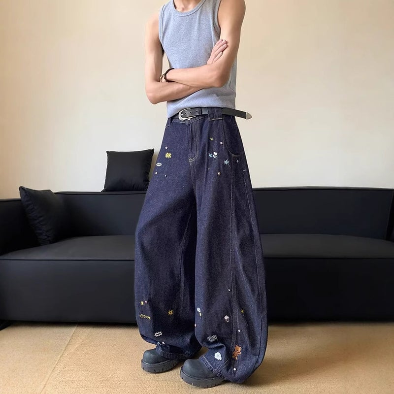 Unisex Classic Denim Jeans Loose Fit Daily Outdoor Wear - Image 2