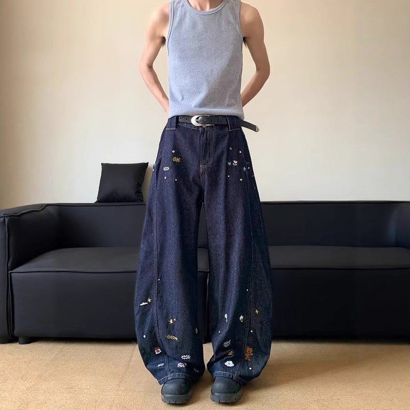Unisex Classic Denim Jeans Loose Fit Daily Outdoor Wear - Image 3