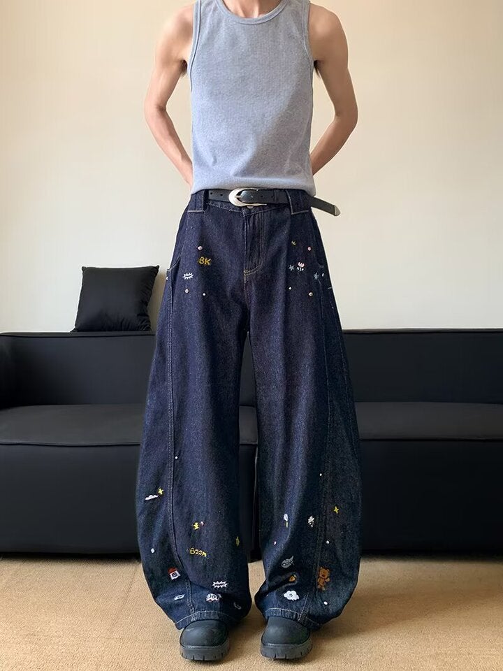 Unisex Classic Denim Jeans Loose Fit Daily Outdoor Wear - Image 1