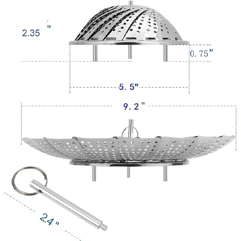 Vegetable Steamer Basket, Premium Stainless Steel Veggie Steamer Basket - Folding Expandable Steamers to Fits Various Size Pot (Small (5.1 to 9)) - Image 3