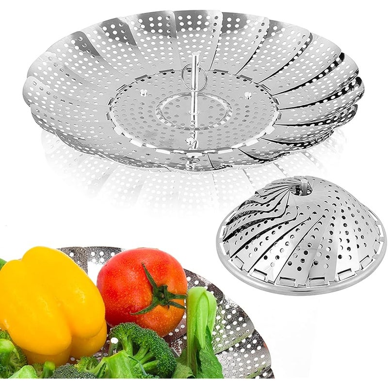 Vegetable Steamer Basket, Premium Stainless Steel Veggie Steamer Basket - Folding Expandable Steamers to Fits Various Size Pot (Small (5.1 to 9)) - Image 1