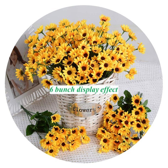 ARTIFICIAL SUNFLOWER 2 BOUQUET ARTIFICIAL FLOWERS FAKE SUNFLOWERS FLORAL DECOR BOUQUET HOME HOTEL OFFICE WEDDING PARTY GARDEN CRAFT ART DECOR 13 INCH