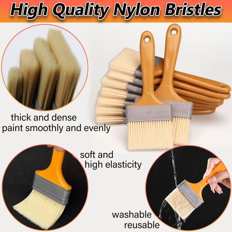BZCWHWY 9Pack Chip Paint Brushes Soft Bristles Wall Painting Brush Varnish Wood Stain Brush Set for Furniture Fence Flat Brushes for Painting Oil Acrylic 1 1.5 2 2.5 3 4 5 6 8 inch - Image 2