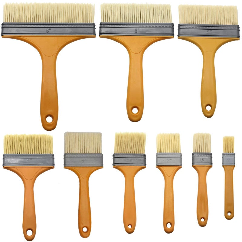 BZCWHWY 9Pack Chip Paint Brushes Soft Bristles Wall Painting Brush Varnish Wood Stain Brush Set for Furniture Fence Flat Brushes for Painting Oil Acrylic 1 1.5 2 2.5 3 4 5 6 8 inch - Image 1