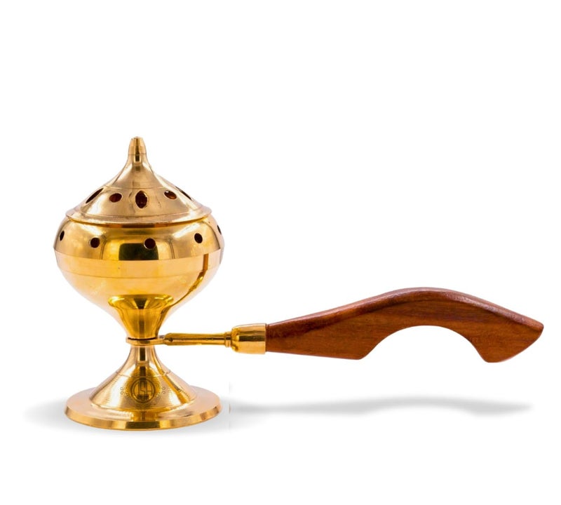 DSH Charcoal Incense Burner, Loban Burner with Handle, Dhoop Dhuni Burner Sambrani Dhoop, Resin & Home (Small)(Round) - Image 2