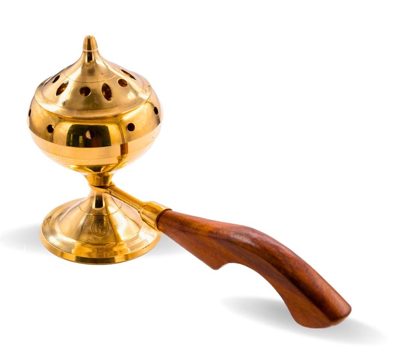 DSH Charcoal Incense Burner, Loban Burner with Handle, Dhoop Dhuni Burner Sambrani Dhoop, Resin & Home (Small)(Round) - Image 4