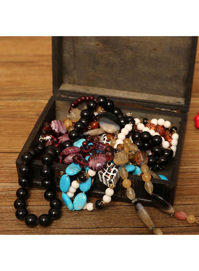 الأزرق جي دبليو صندوق تخزين المجوهرات الرائع للتجارة الخارجية الجديد ، صندوق خشبي مقاوم للغبار ، صندوق تخزين سطح المكتب ، صندوق خشبي عتيق ، بقعة الصندوق الخشبي - Image 5