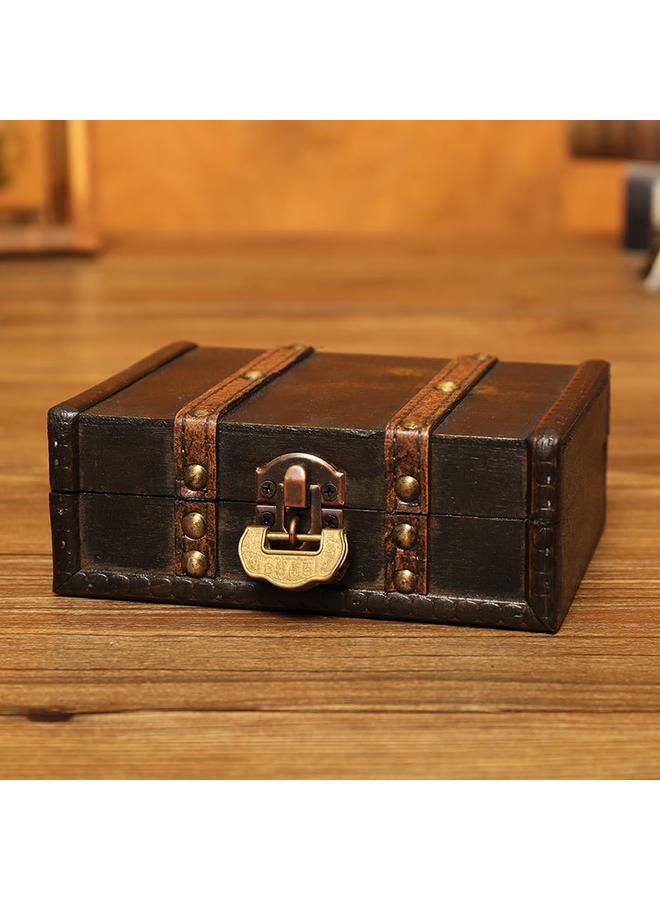 الأزرق جي دبليو صندوق تخزين المجوهرات الرائع للتجارة الخارجية الجديد ، صندوق خشبي مقاوم للغبار ، صندوق تخزين سطح المكتب ، صندوق خشبي عتيق ، بقعة الصندوق الخشبي - Image 2