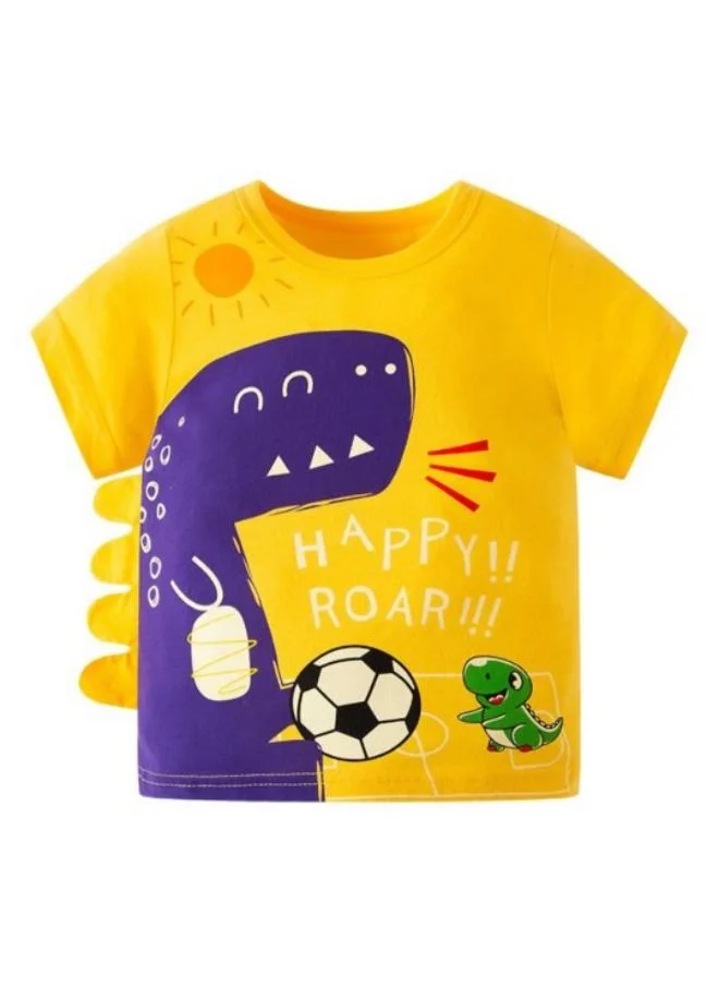 YUNIQEE Yellow Printed Short Sleeve Crew Neck T-Shirt