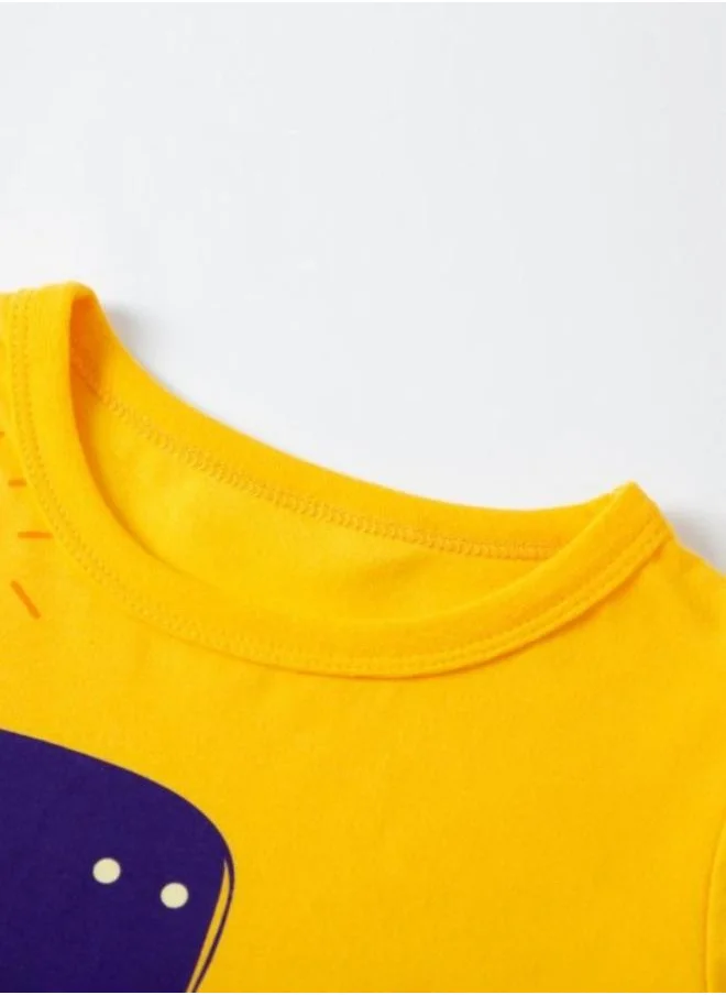 YUNIQEE Yellow Printed Short Sleeve Crew Neck T-Shirt