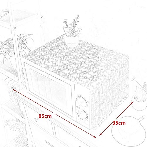 Quakzapp Microwave Oven Dust Proof Cover with Side Pouch Bag Cotton Linen Kitchen Storage Bags Yellow - Image 4