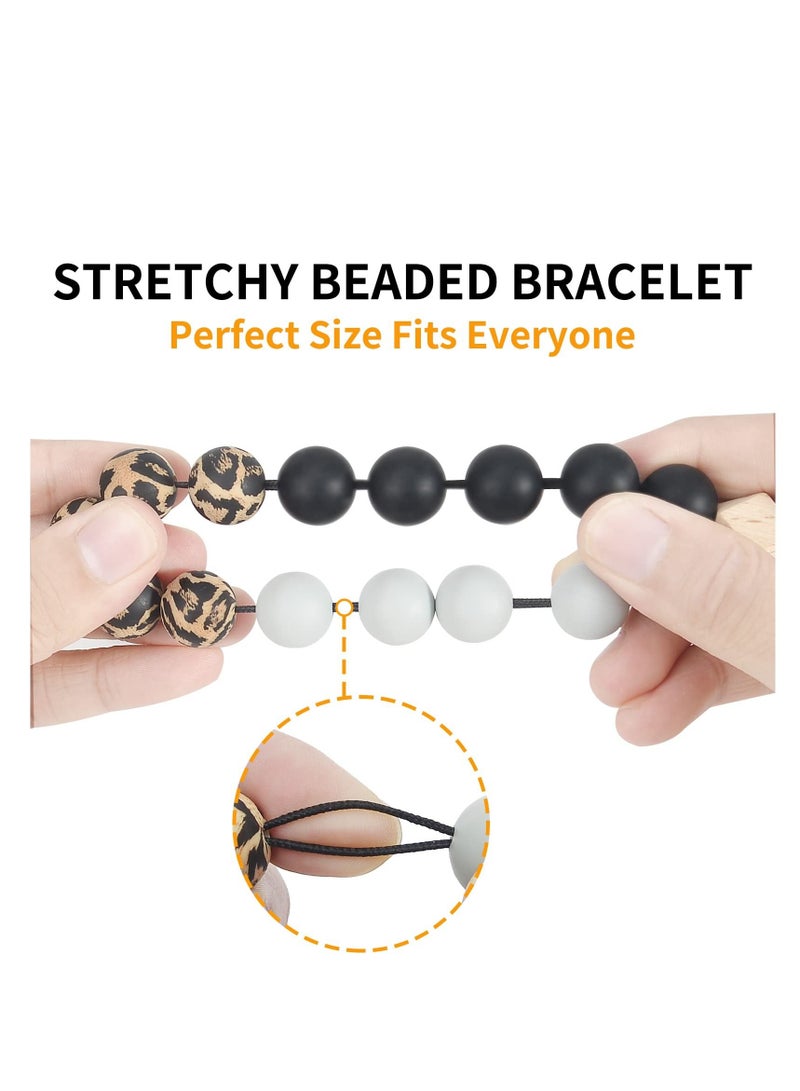 Y&D Silicone Beaded Bracelet Keychain, Key Ring Bangle Wristlet beaded bracelets for women House Car Keys, Keychain Keys Women(Snakeskin)without key  - Image 2