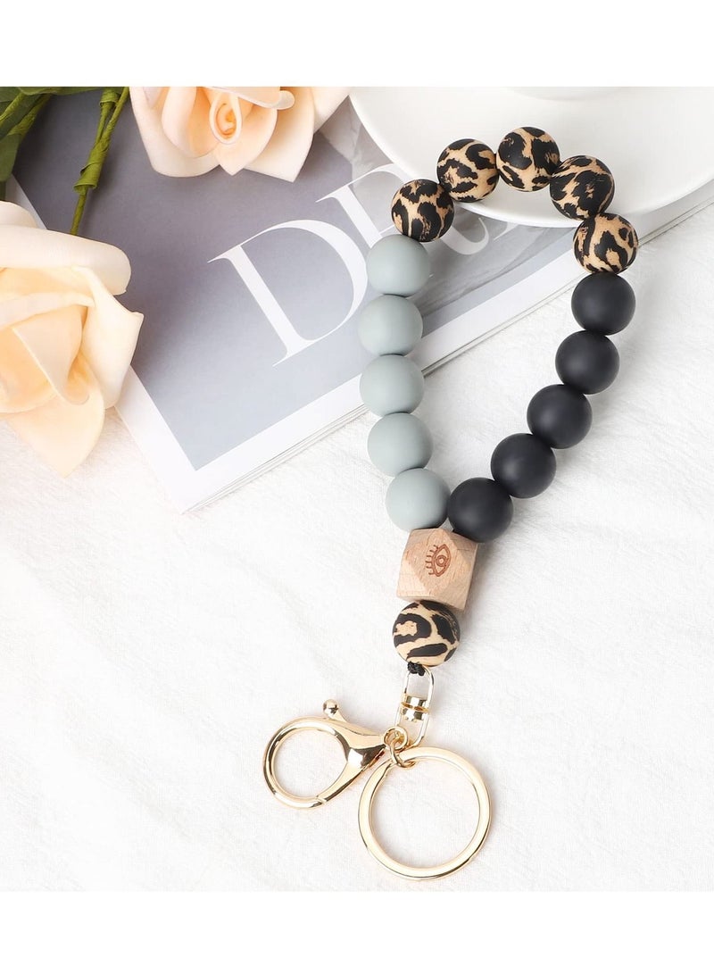 Y&D Silicone Beaded Bracelet Keychain, Key Ring Bangle Wristlet beaded bracelets for women House Car Keys, Keychain Keys Women(Snakeskin)without key  - Image 5