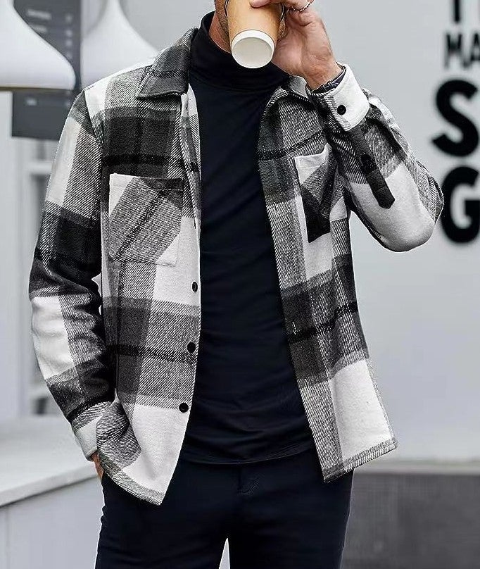 2023 قميص جاكيت بلايد أسود سميك غير رسمي للرجال - Image 1