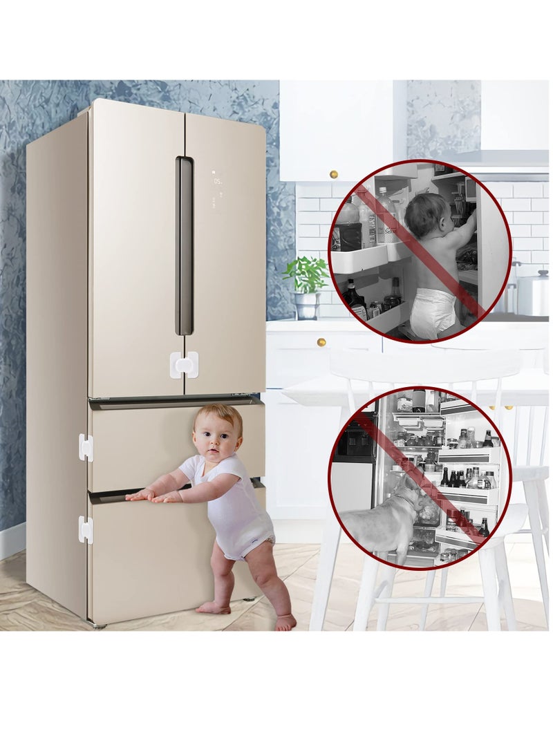 SOLARAE 2 PCS Refrigerator Lock For Kids Fridge Door Locks Child Lock Safety For Refrigerator Freezer Door Strong Adhesive No Keys Needed For Fridge And Cabinets Door For Toddler - Image 2
