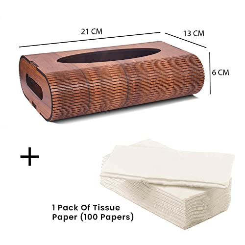 Deskart Wooden Tissue Paper Box | Decorative and Stylish Wooden Tissue Holder Stand for Car, Home, Office Desk, Resturant and Cafeteria (Round) - Image 4
