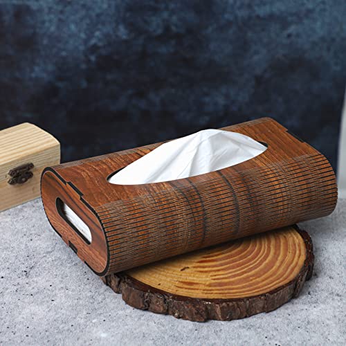 Deskart Wooden Tissue Paper Box | Decorative and Stylish Wooden Tissue Holder Stand for Car, Home, Office Desk, Resturant and Cafeteria (Round) - Image 1
