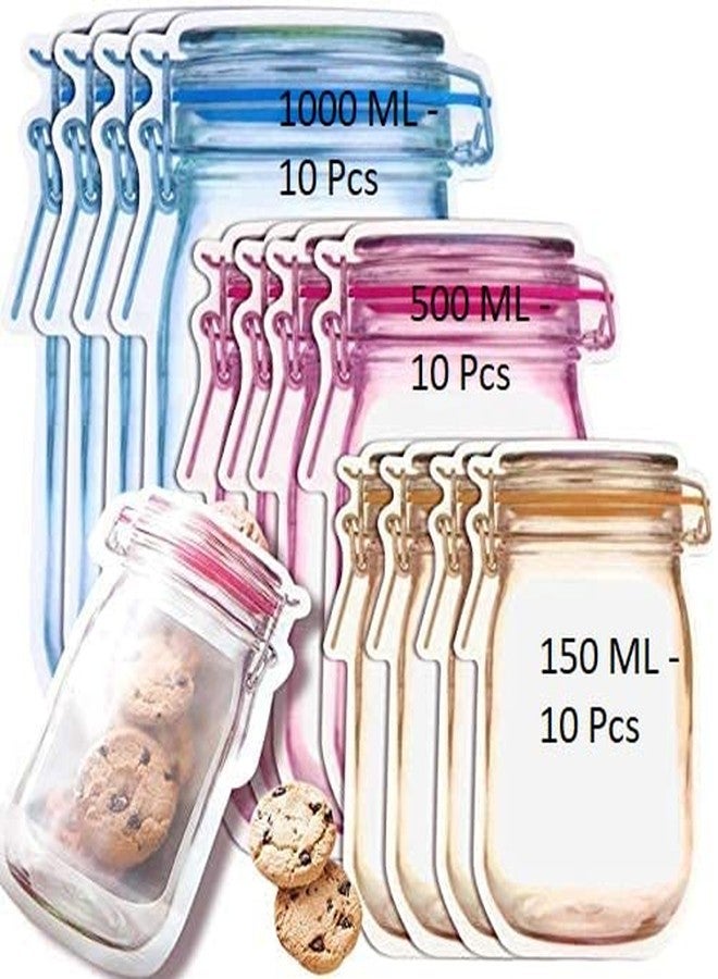 Adaamya® - 10 Pcs Mason Jar Bottles Bags, Jar Pouch for Food Storage Bag, Fridge Ziplock Bags Reusable Airtight Seal Storage Bags Leakproof Food Saver Bags for Picnic (500, Taper, 10, ADMP-02) - Image 2