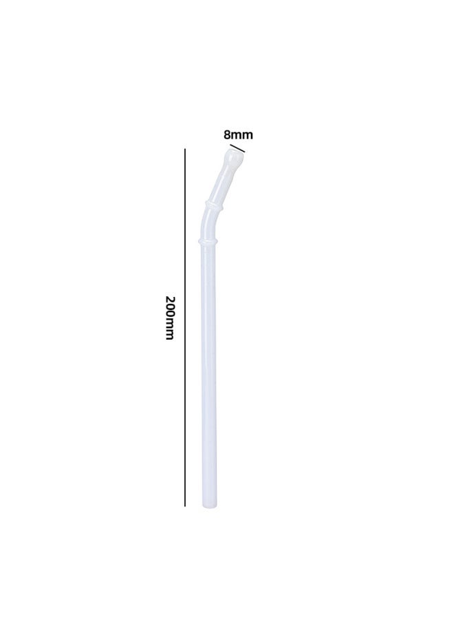 Eco-friendly Glass Straw Mouth Type Double Section Bendable Heat Resistant Colorful Lip Protection Juice Drink Glass Straws-Color:white Jade - Image 1