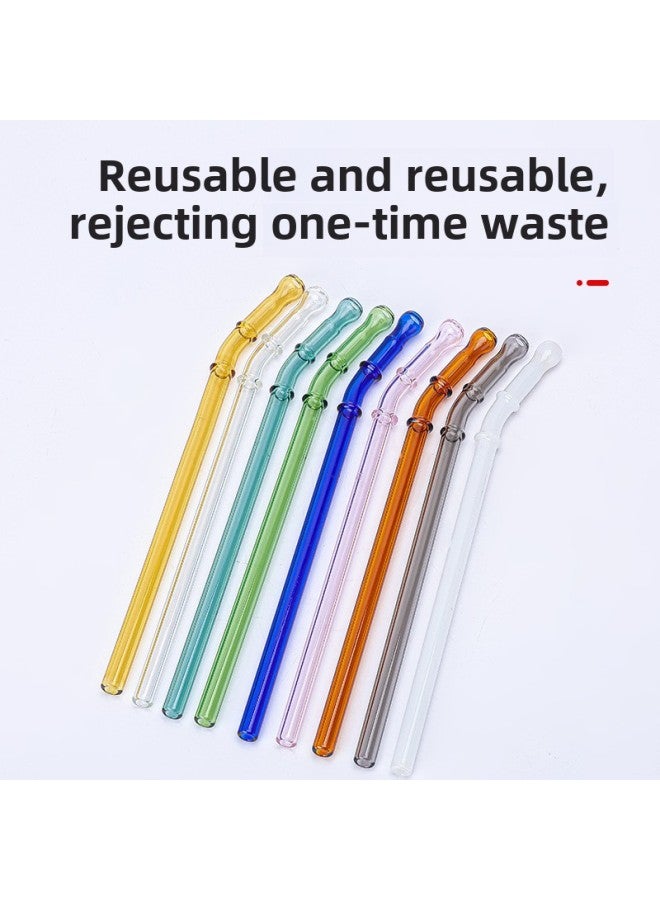 Eco-friendly Glass Straw Mouth Type Double Section Bendable Heat Resistant Colorful Lip Protection Juice Drink Glass Straws-Color:white Jade - Image 3