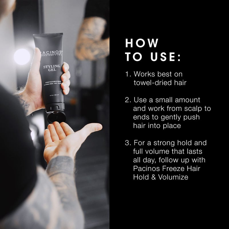 Pacinos Styling Gel - Medium Shine All Day Hold, Conditions and Moisturizes Hair while Adding Volume and Texture, No Dry Flakes or Residue, All Hair Types, 8 fl. Oz - Image 5