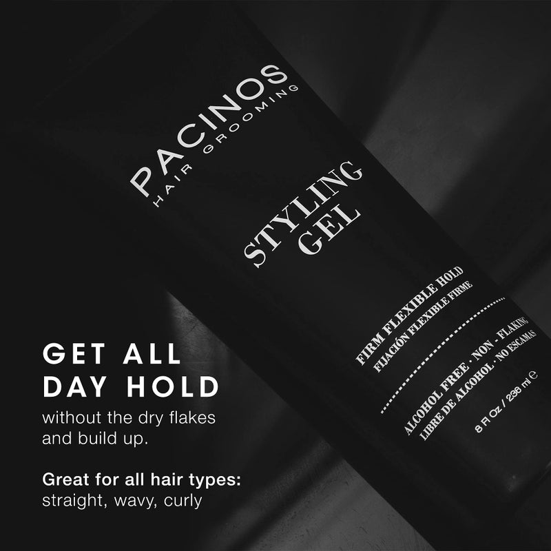 Pacinos Styling Gel - Medium Shine All Day Hold, Conditions and Moisturizes Hair while Adding Volume and Texture, No Dry Flakes or Residue, All Hair Types, 8 fl. Oz - Image 3