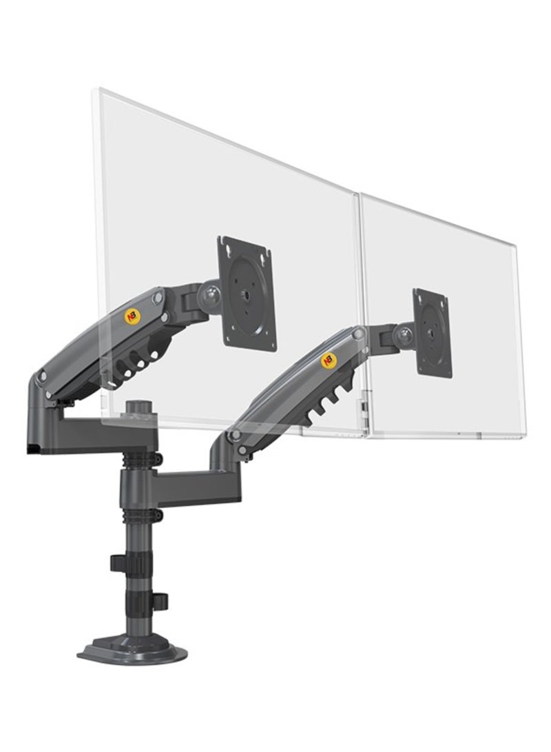 NB ERGONOMIC Dual Monitor Arm Dual Monitor Stand for Two 17" to 27" Screens with Load Capacity 4.4~19.8lbs for Each Monitor, VESA 75x75 & 100x100, Full Motion Dual Monitor Desk Mount, Grey | H180  - Image 1