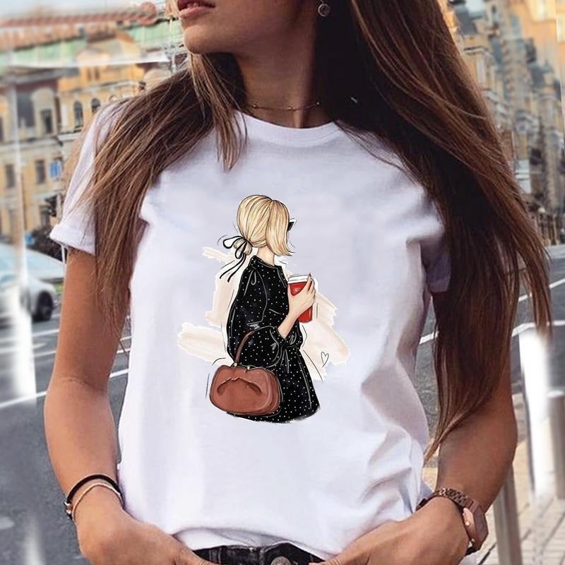 Foreign Trade European Size Summer Women's T-Shirt Funny Graphic Print Women's Fashion Print Top Short Sleeve - Image 1