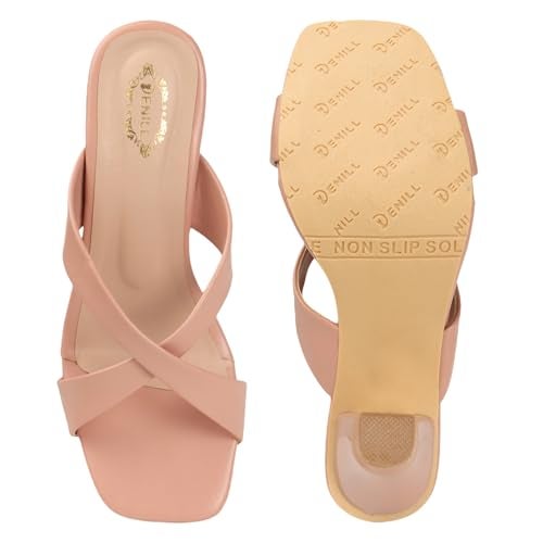 Denill Women Cross Strap Cone Heels (Peach) UK- 8 - Image 4