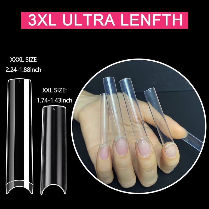 SWETIDY No C Curve 3XL Long Square Nail Tips for Acrylic Nails Professional, SWETIDY 360PCS Clear Straight Flattened Half Cover False Nails Tips with Case for Nail Salons and Home DIY, 12 Sizes - Image 4